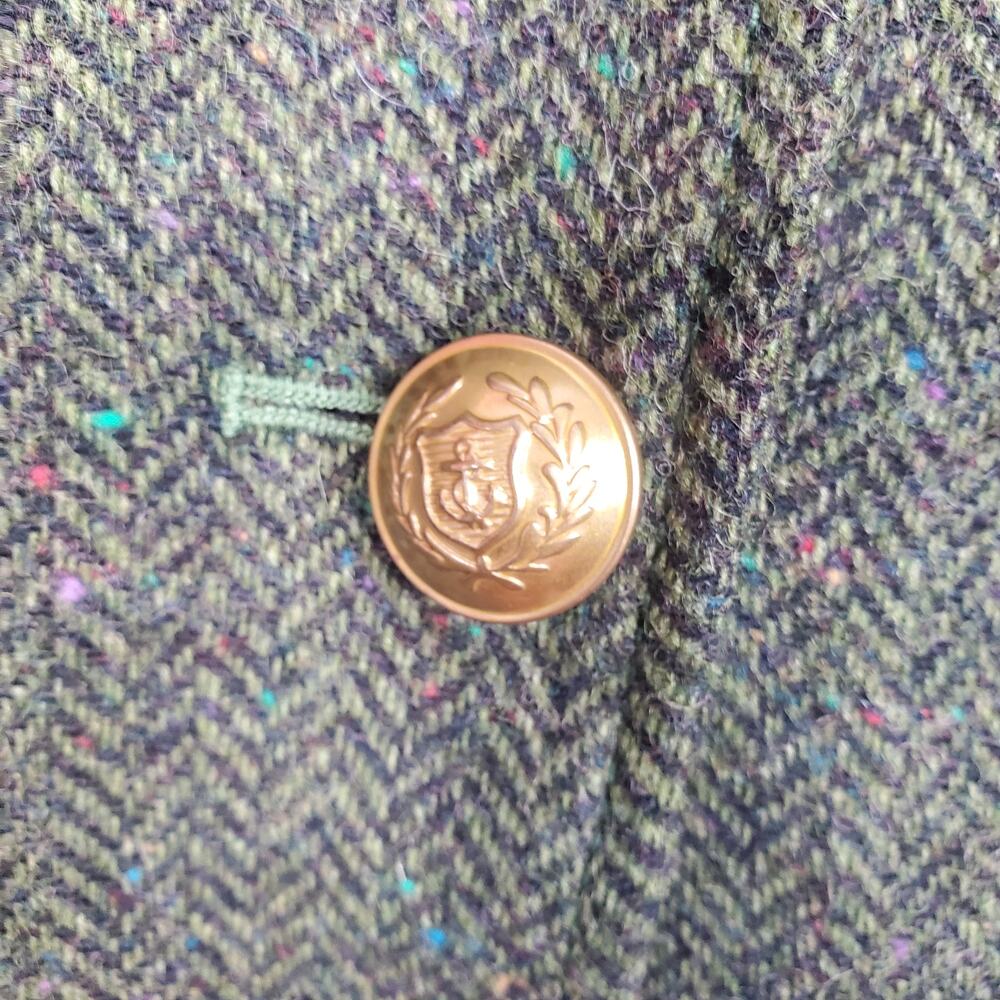 J Crew Bristol Double Breasted Blazer Herringbone English Wool Green Gold Size 6 - Picture 7 of 10